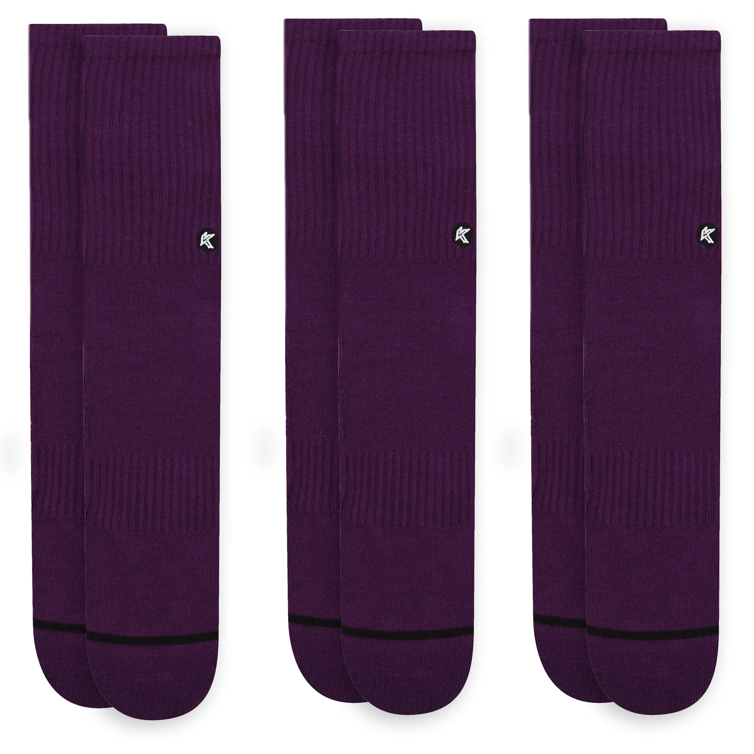 3 Pack Plum Crew Sock