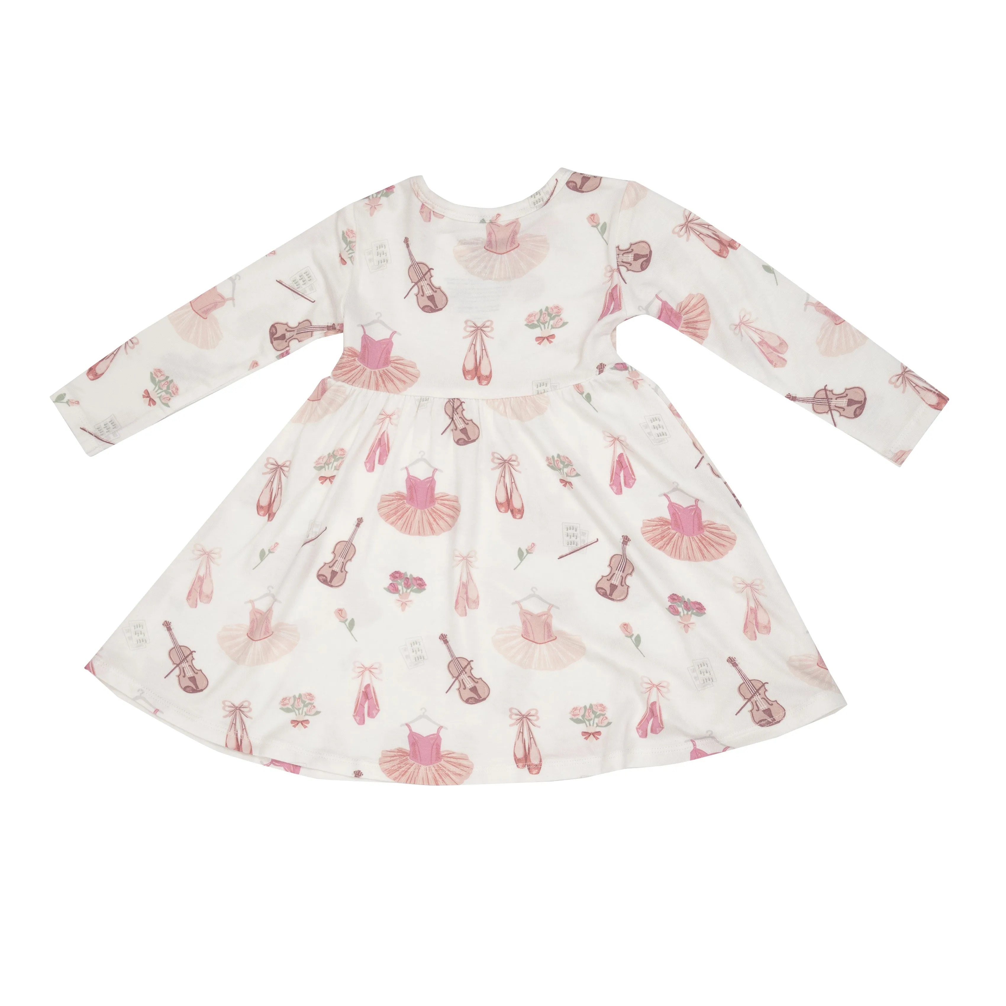 Angel Dear Bamboo Long Sleeve Twirly Dress in Pink Ballet