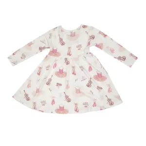 Angel Dear Bamboo Long Sleeve Twirly Dress in Pink Ballet