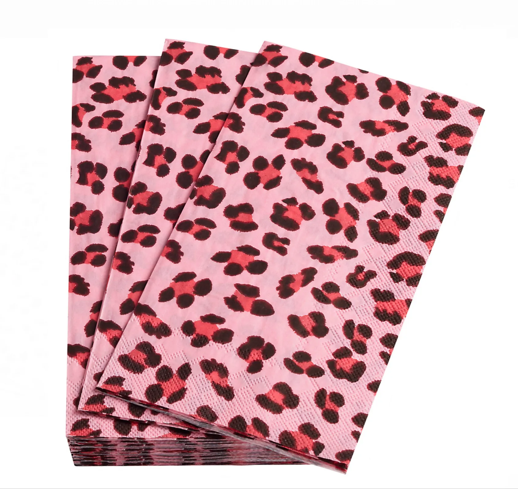 Annie Selke Pink Leopard- Cocktail or Guest Towels