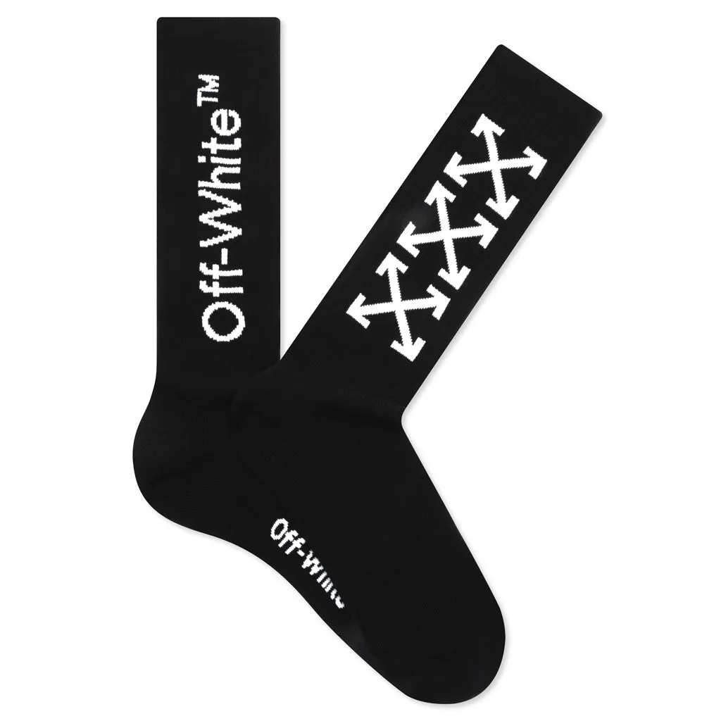 Arrow Mid Length Socks - Black/White