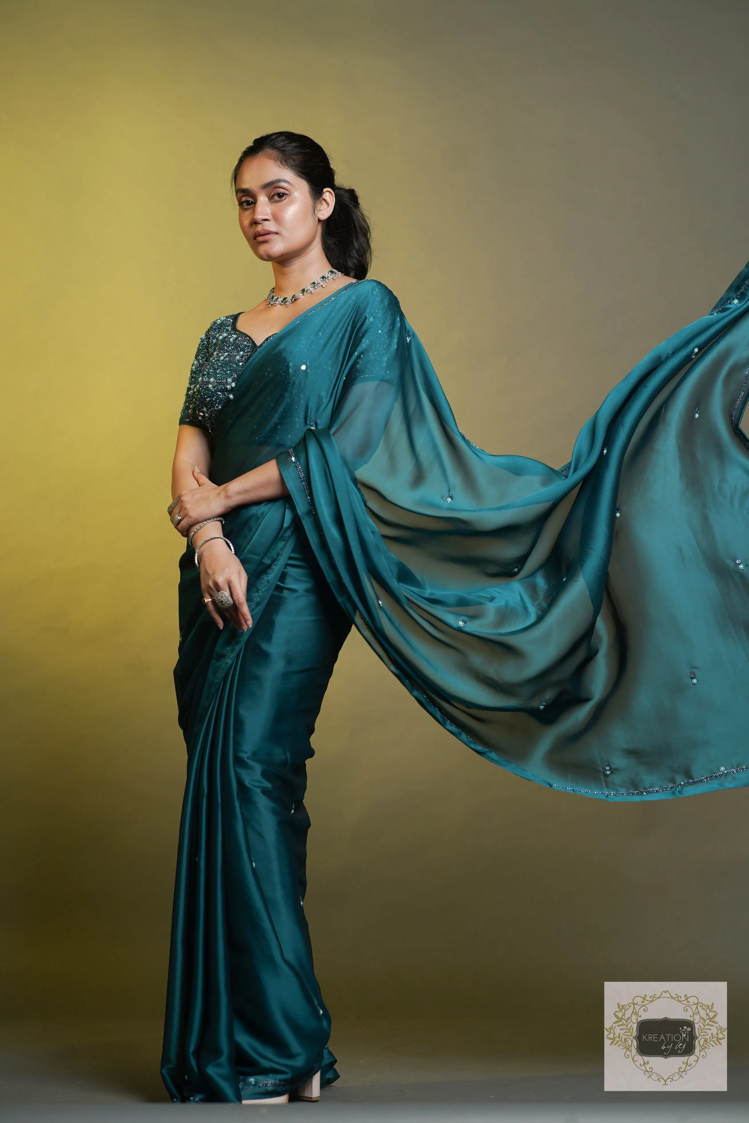 Azure Blue Cocktail Saree