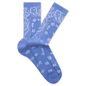 Bandana Jacquard Sock - Sky Blue/White