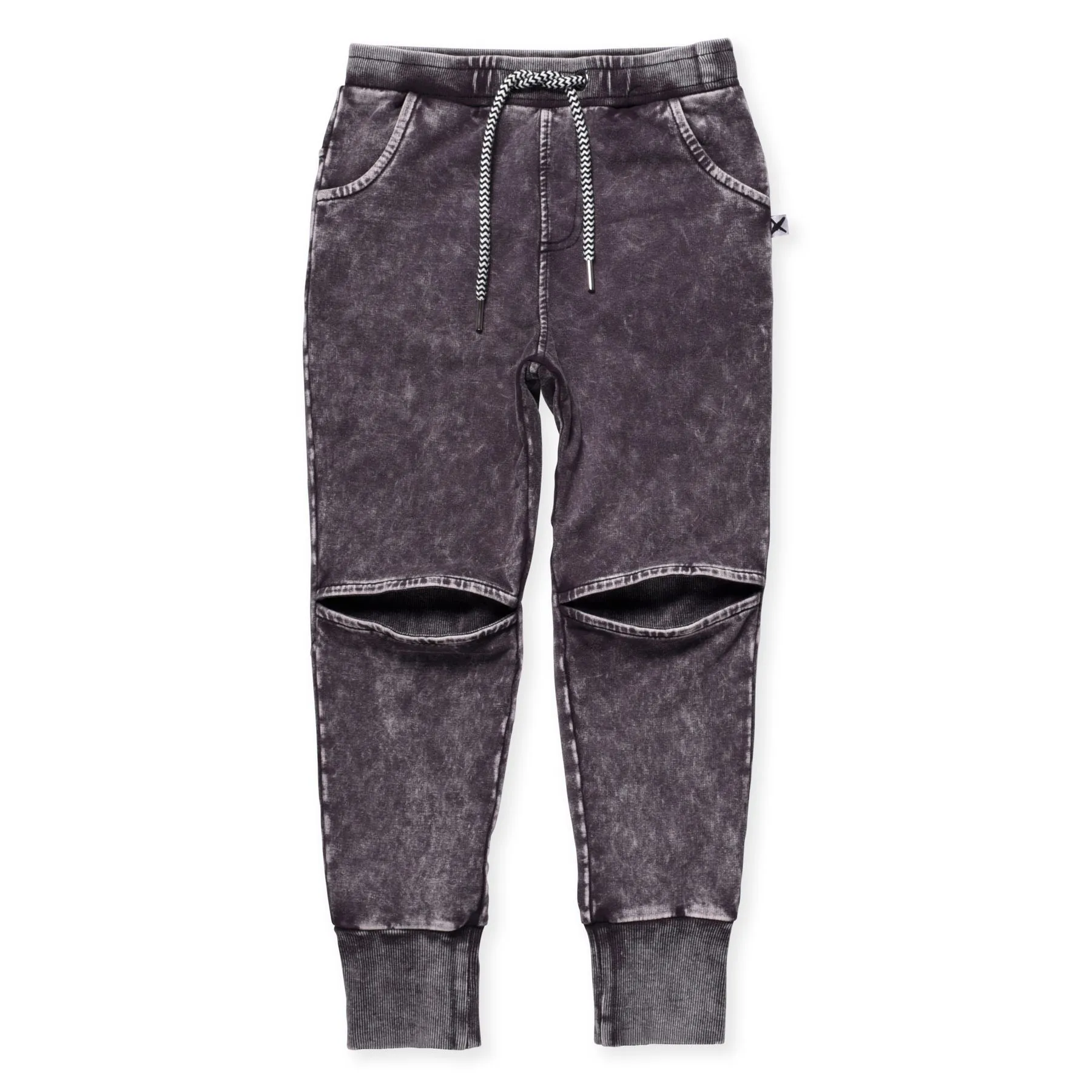 Blasted Hidden Knee Trackies Black Wash