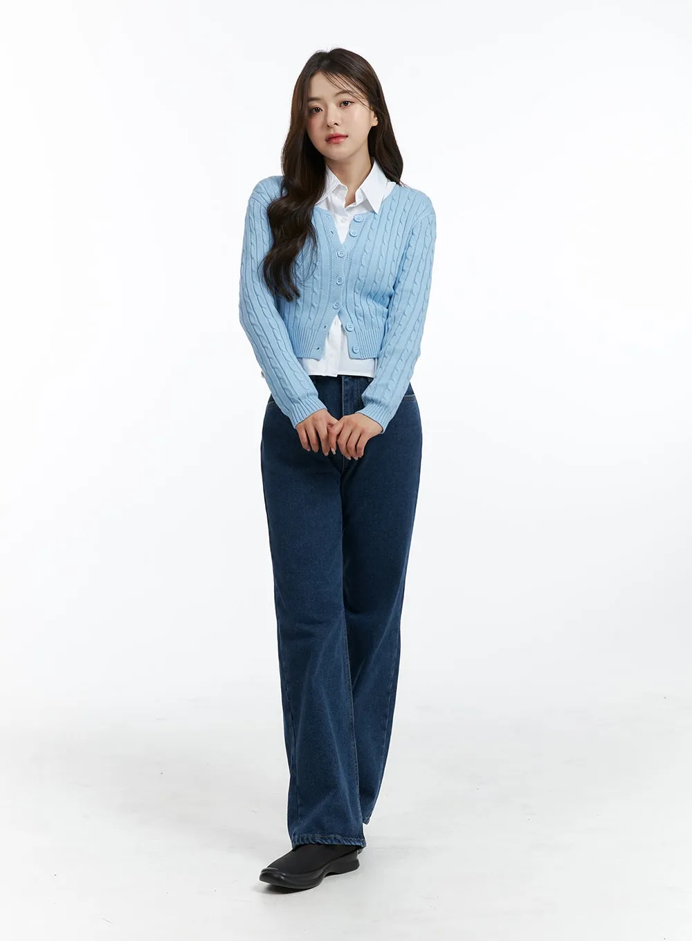 Blue Denim Straight Leg Jeans OJ416