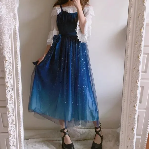 Blue Galaxy Stars Dress