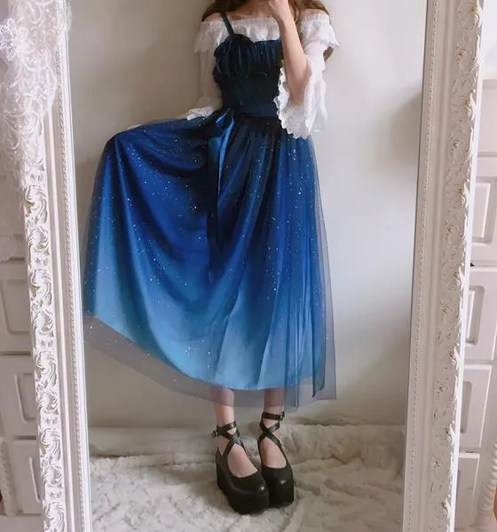 Blue Galaxy Stars Dress