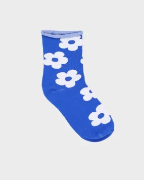 Blue / White Floral Patterned Socks