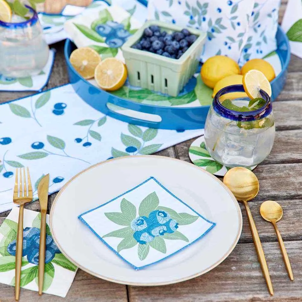 Blueberry Bunch blu Kitchen Reusable Cocktail Napkins Set of 8