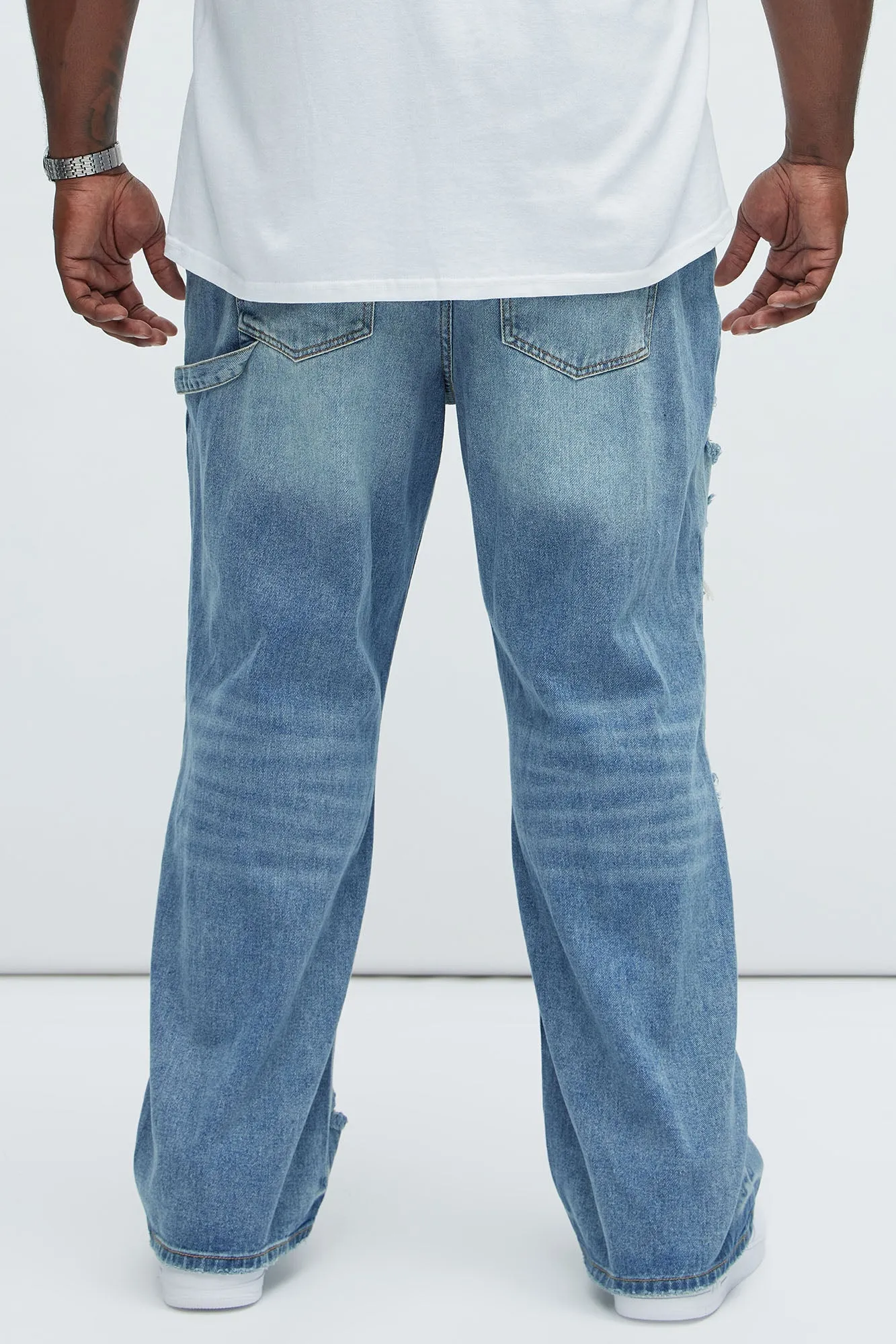 Bore Distressed Carpenter Jeans - Blue Wash