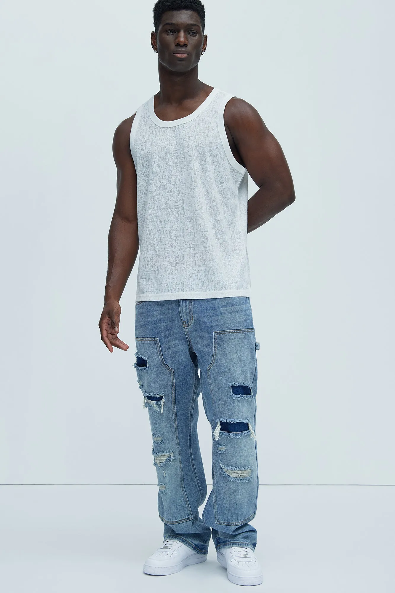 Bore Distressed Carpenter Jeans - Blue Wash