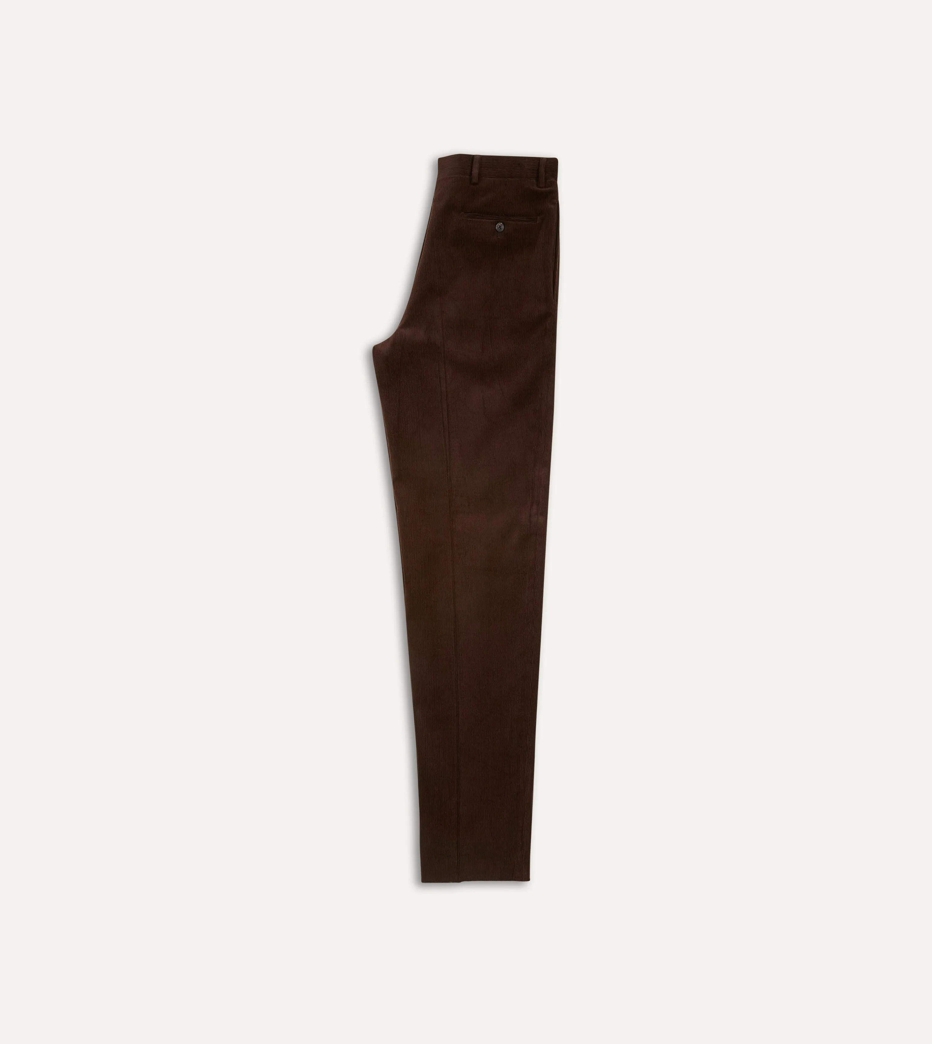 Brown Mid-Wale Corduroy Flat Front Trouser