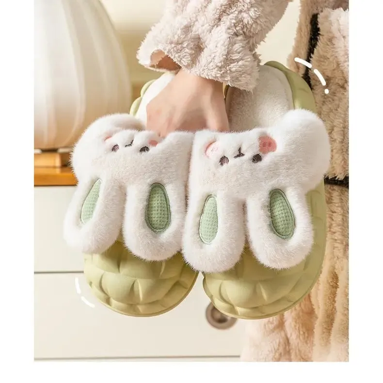 Bunny Rabbit Winter Fluffy Home Slippers W368