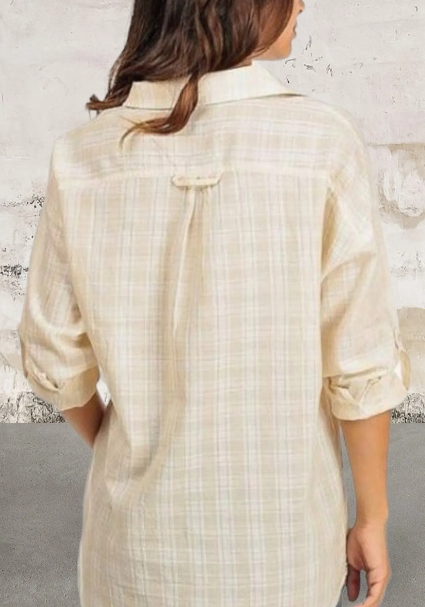 Button up cuffed quarter sleeve shirt