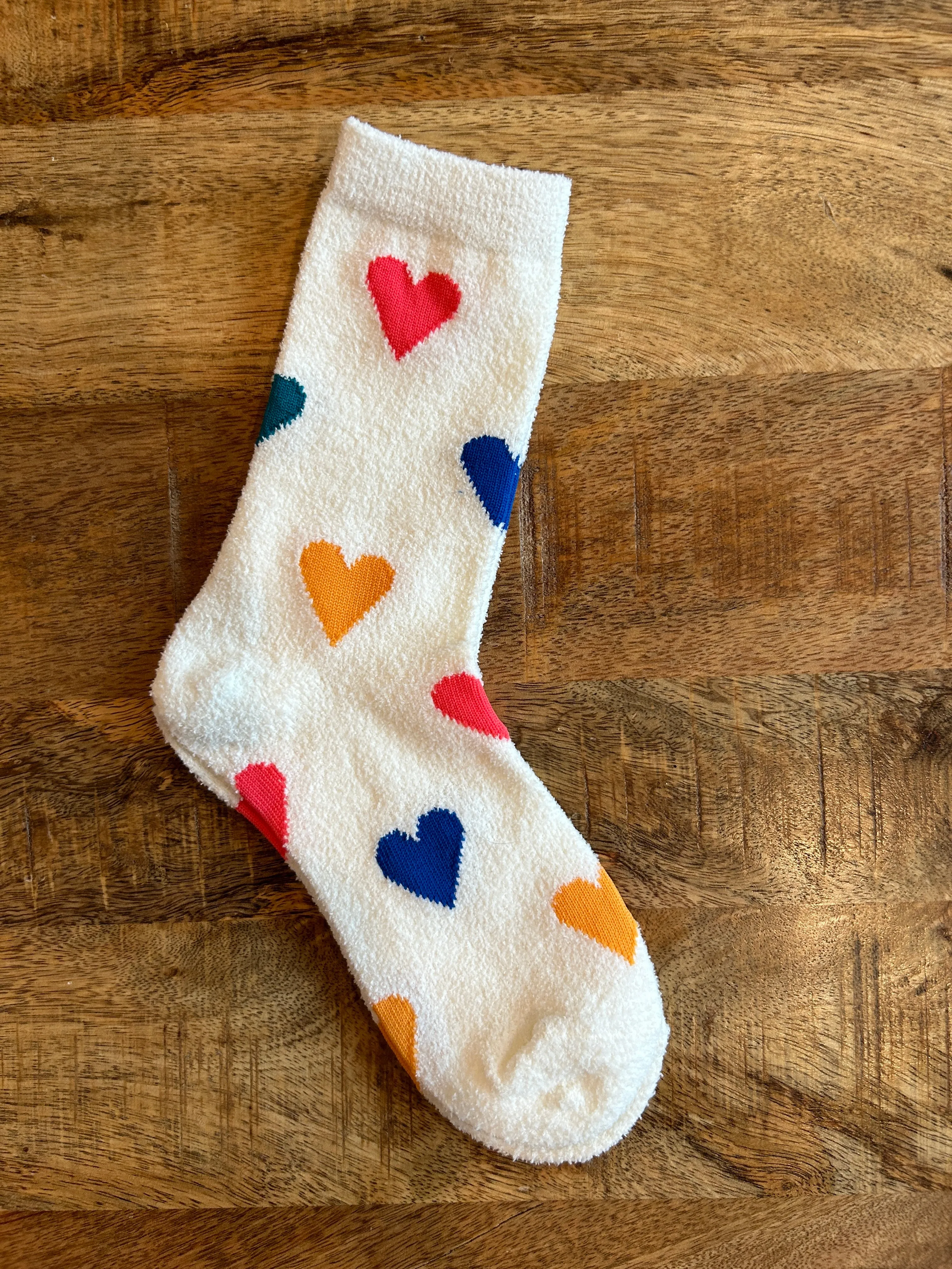 Colorful Heart Socks in White