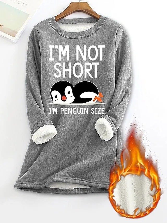 Cozy Thermal Shirt with Penguin Design for Women: Stylish Comfort for Fall and Winter