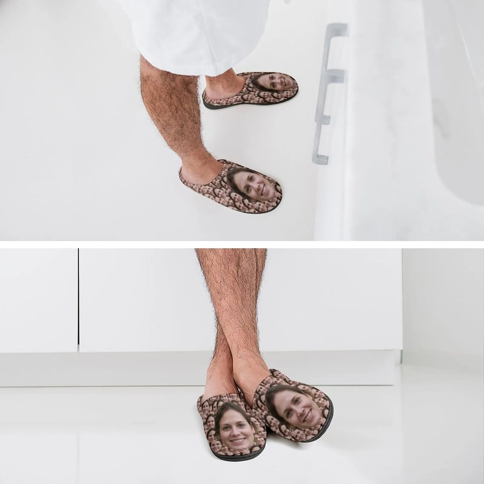 Custom Face Seamless Photo All Over Print Cotton Slippers For Men Women