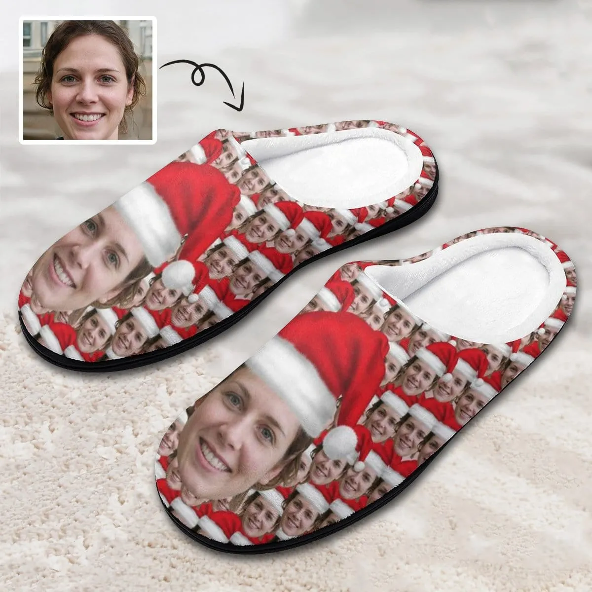 Custom Face Seamless Photo All Over Print Cotton Slippers For Men Women