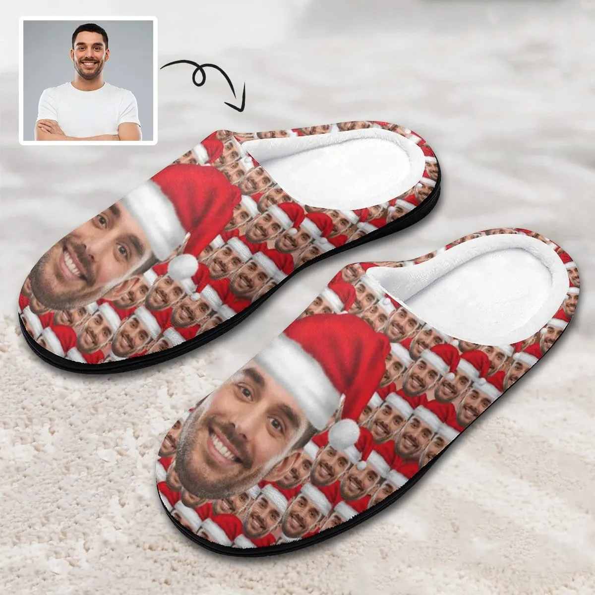 Custom Face Seamless Photo All Over Print Cotton Slippers For Men Women