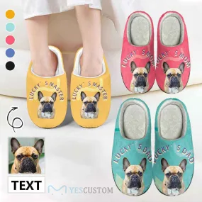 Custom Pet Face&Text Multicolor Cotton Slippers for Adult&Kids Personalized Non-Slip Slippers Warm House Shoes