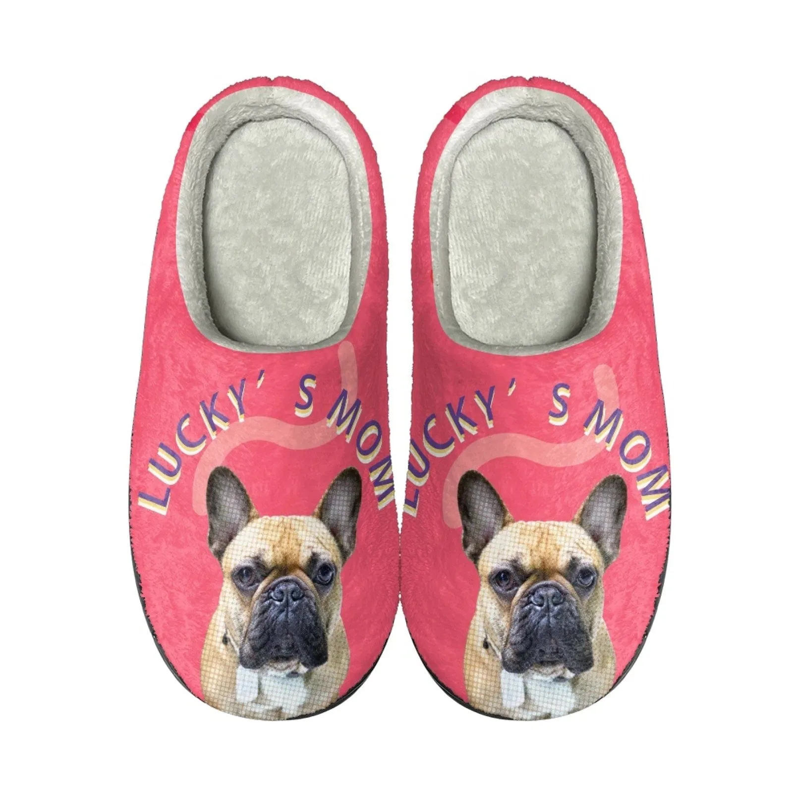 Custom Pet Face&Text Multicolor Cotton Slippers for Adult&Kids Personalized Non-Slip Slippers Warm House Shoes