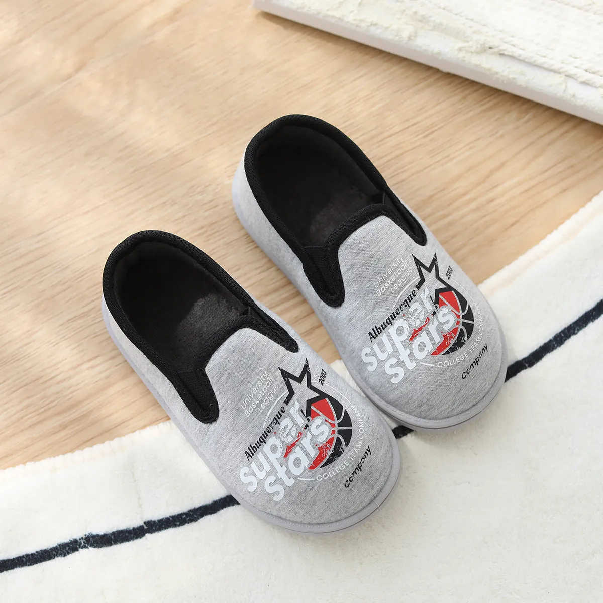 DEANWANGKT Cartoon Boy Rocket Thick Bottom Indoor Non-Slip Home Covered Heel Slippers Children's Cotton Cloth Pumps Foot Changing Floor Slippers