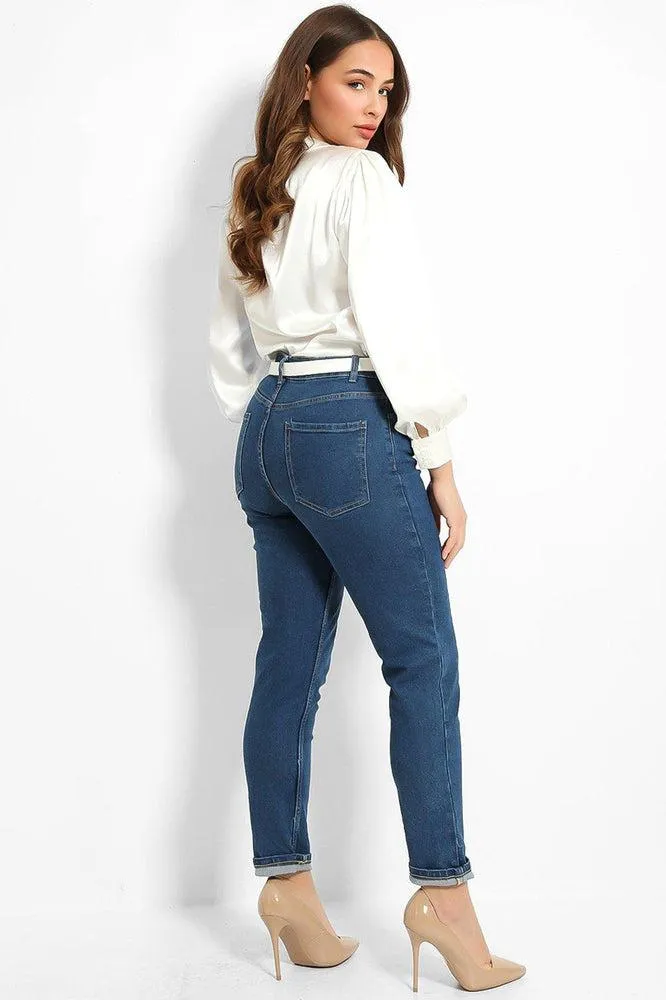 Denim Blue Organic Cotton Plain Blue Classic Jeans