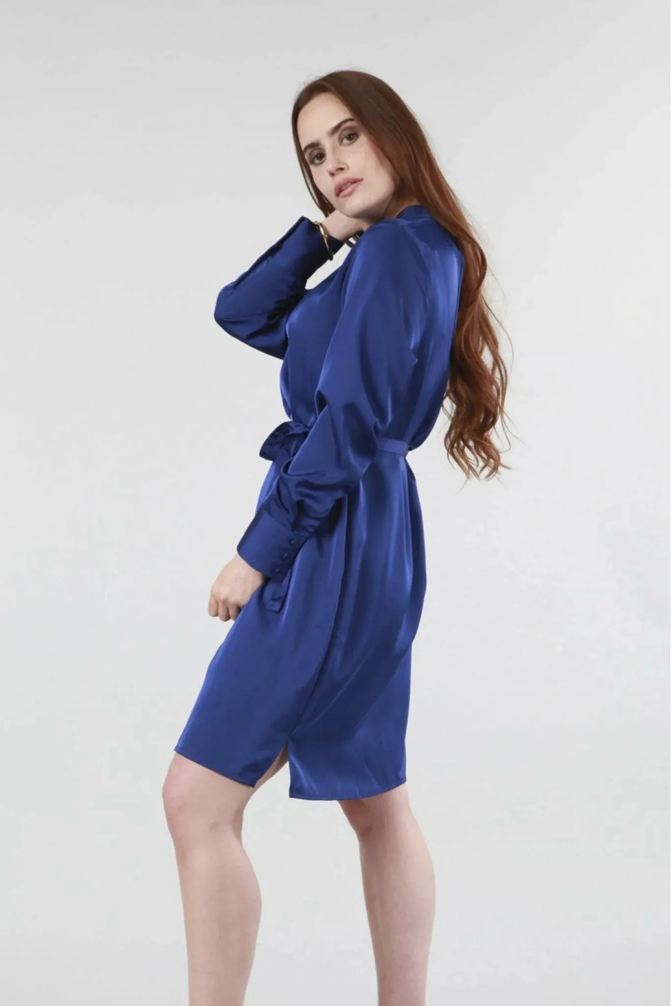 Double Second Royal Blue Belted Shift Dress