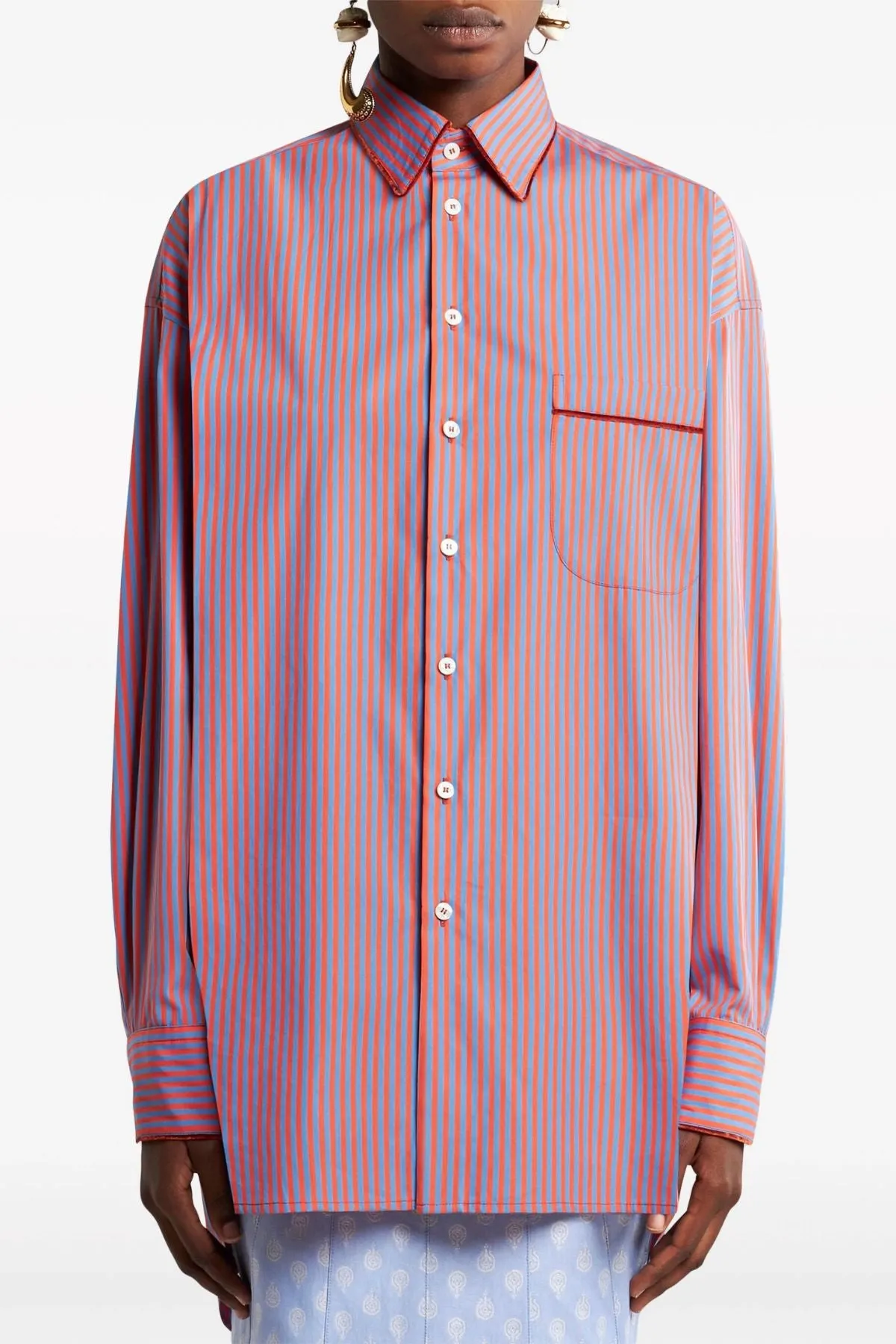 Etro Oversized Striped Cotton Shirt - Red