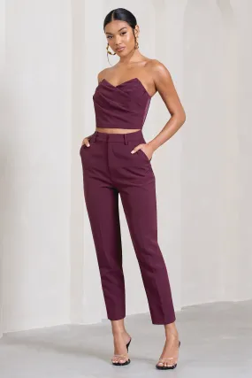 Exclusivity | Burgundy Slim Tailored Cigarette Trousers