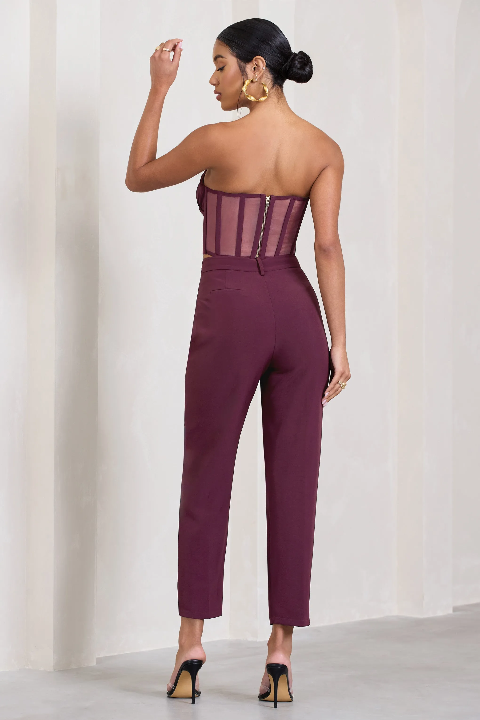 Exclusivity | Burgundy Slim Tailored Cigarette Trousers