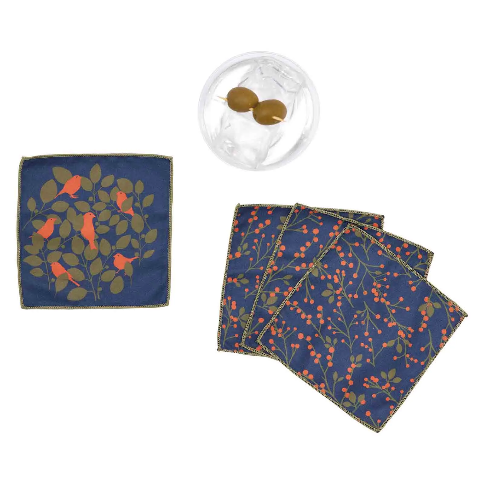 Finches blu Kitchen Reusable Cocktail Napkins (Set of 8)