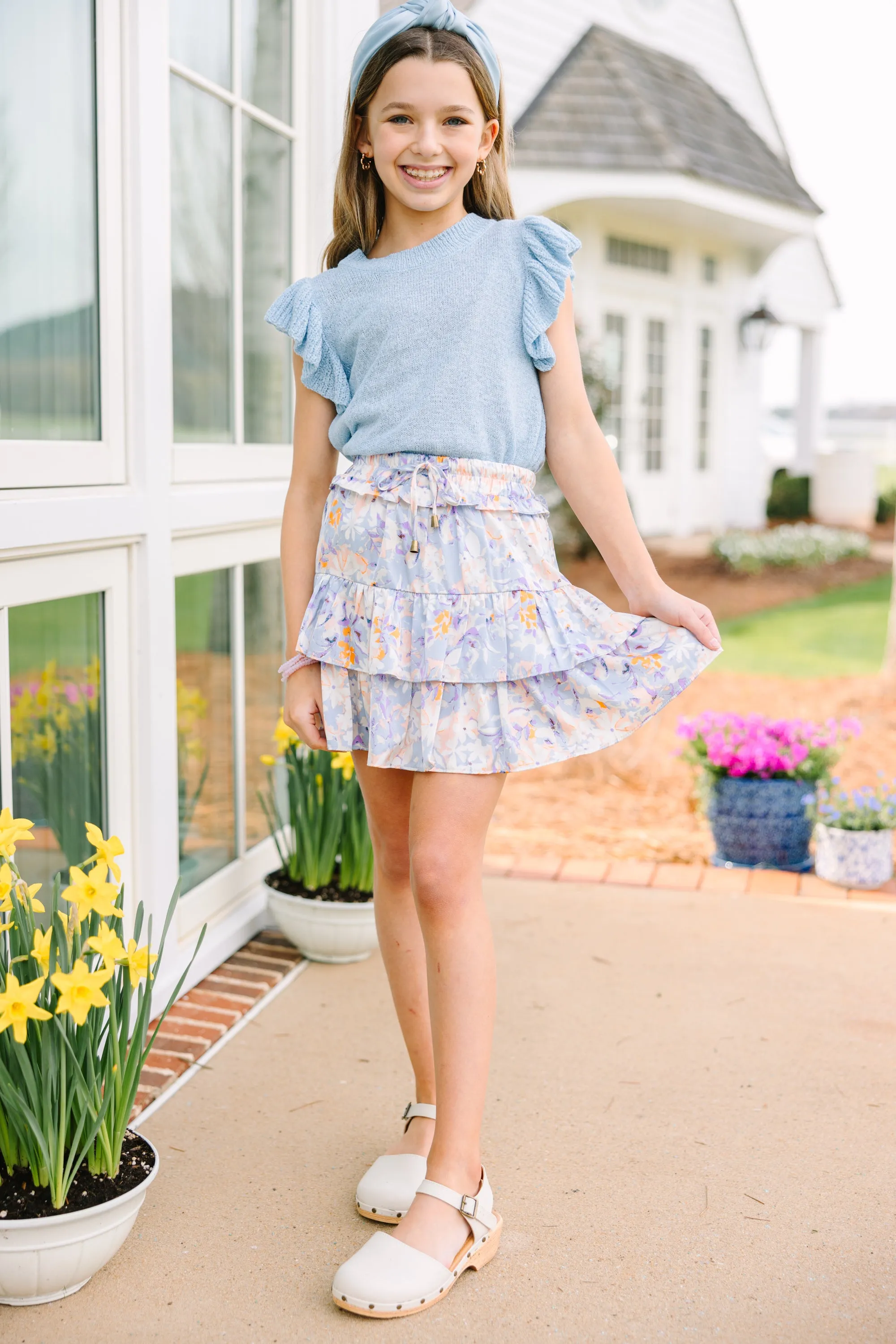 Girls: Certain Joy Light Blue Knit Top