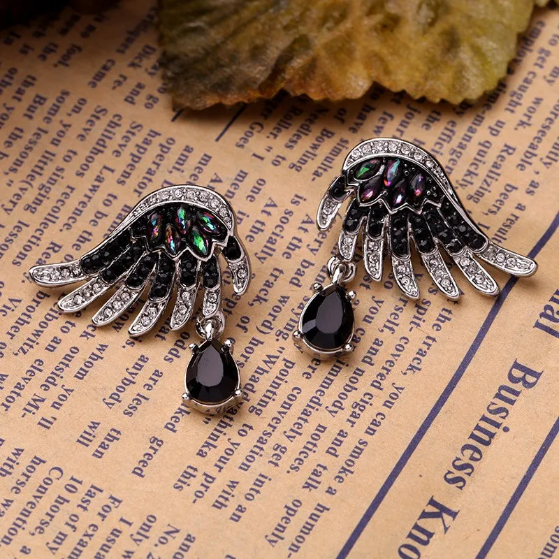 Gothic Stylish Crystal Embellished Wing Earring