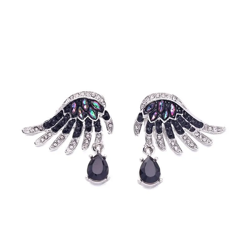 Gothic Stylish Crystal Embellished Wing Earring