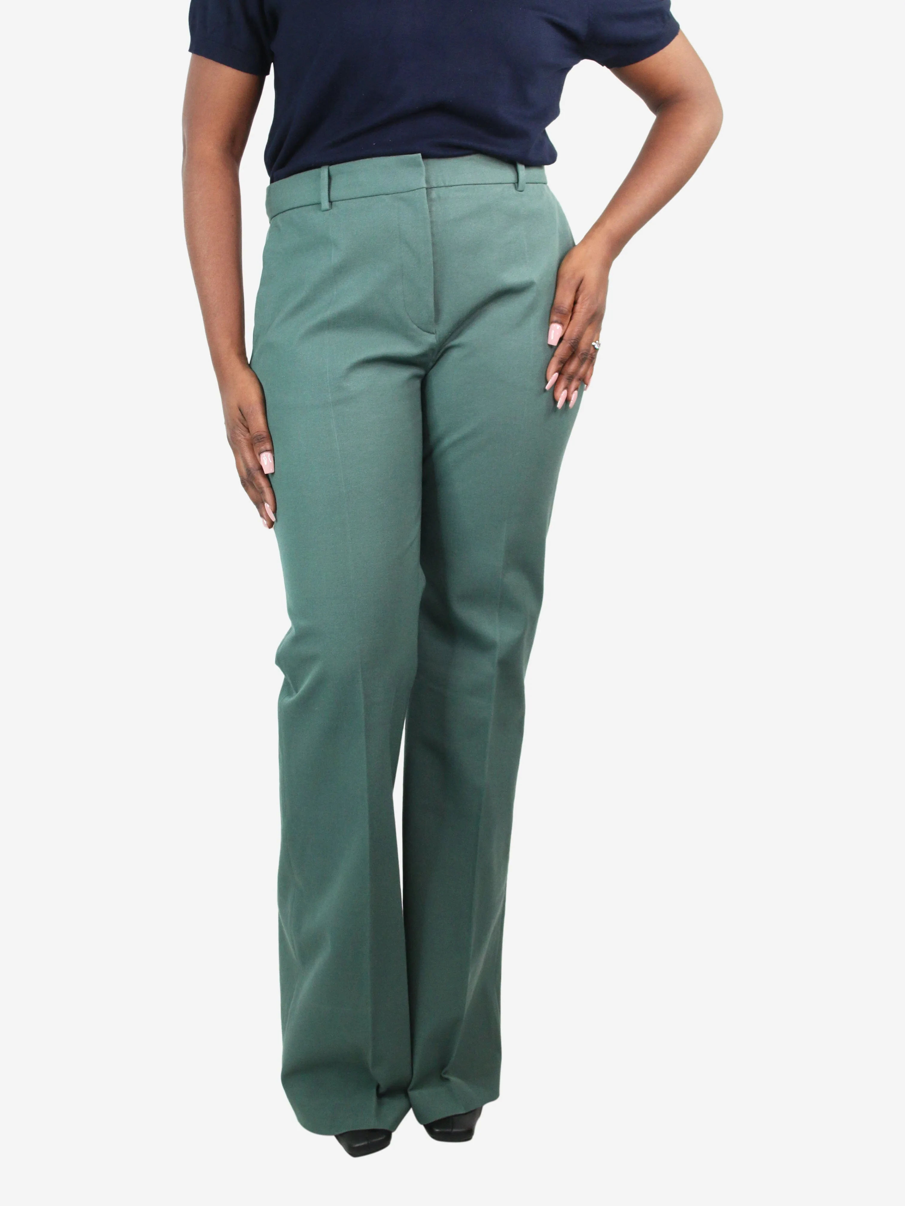 Green pleated flared trousers - size FR 44