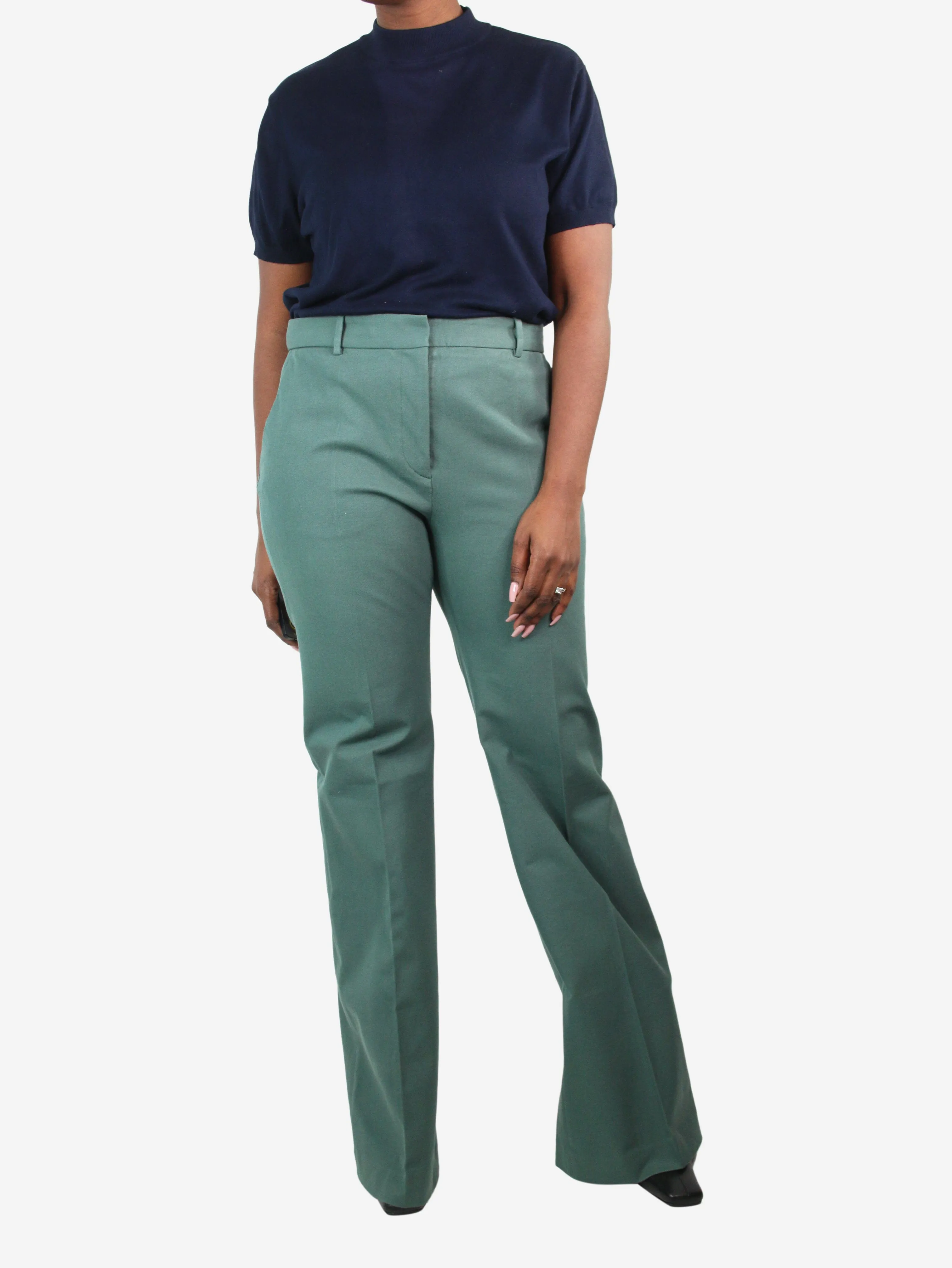 Green pleated flared trousers - size FR 44