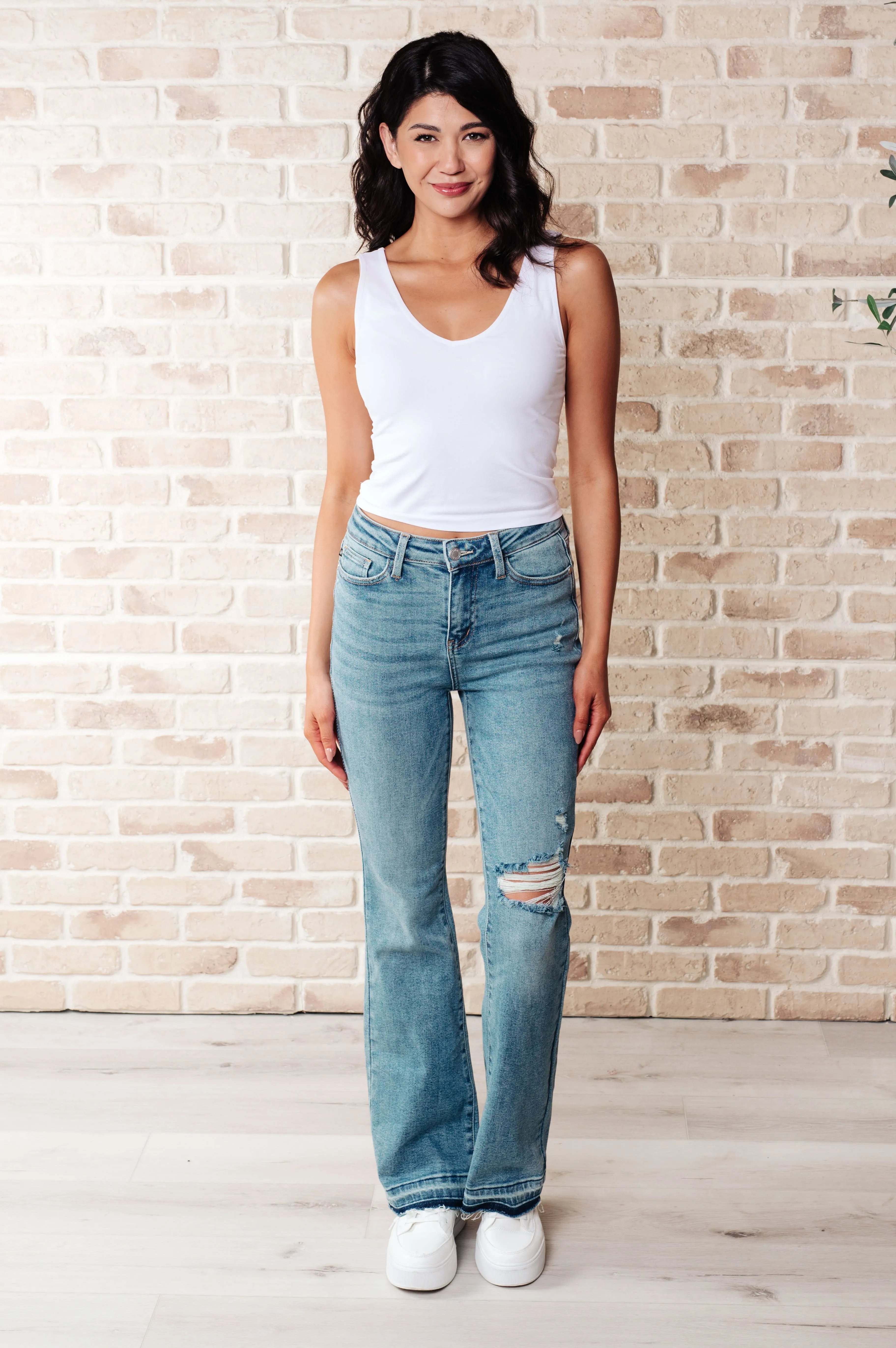 Isabella Mid Rise Distressed Bootcut Jeans