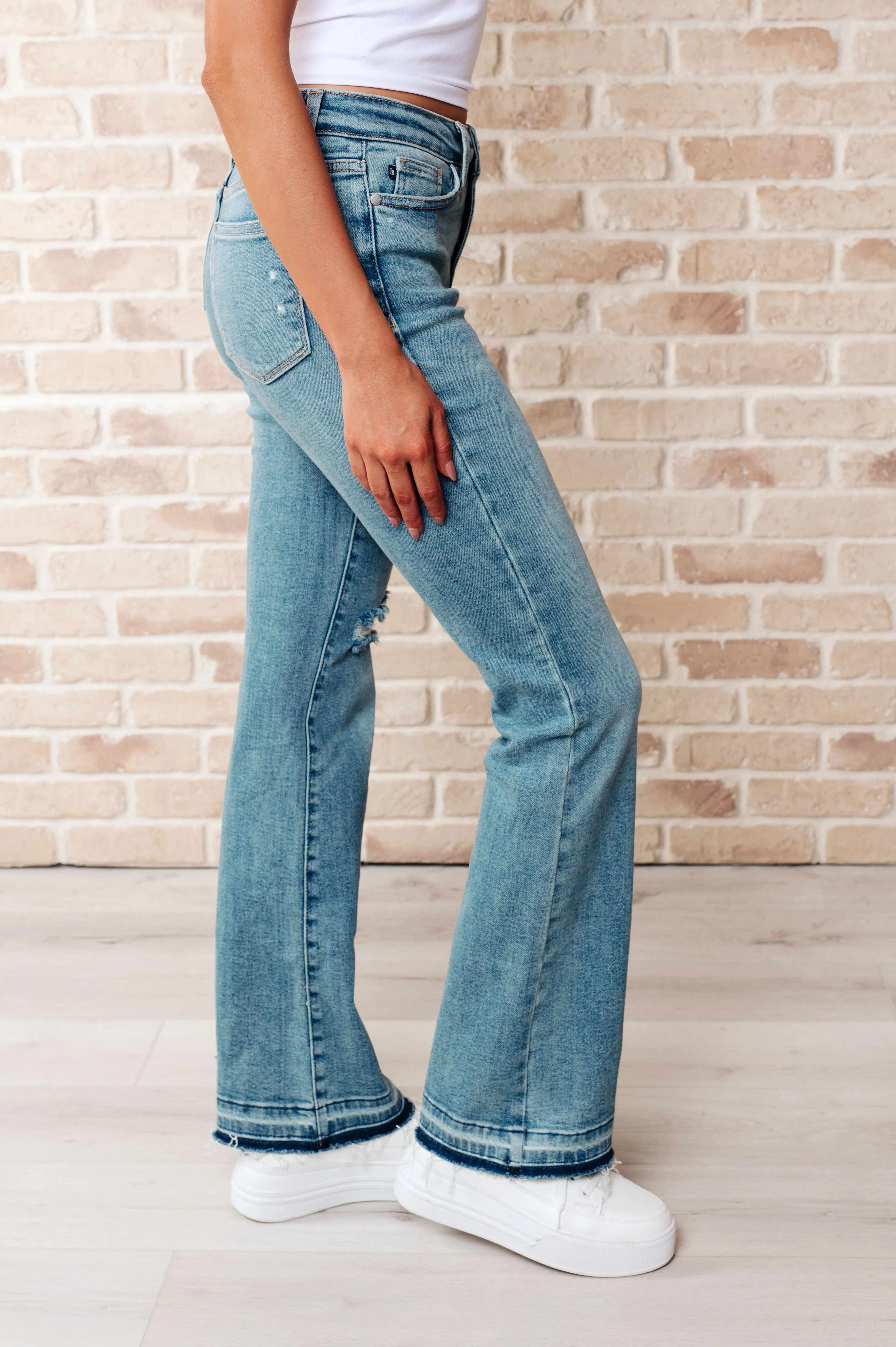 Isabella Mid Rise Distressed Bootcut Jeans