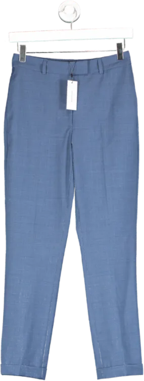 Karen Millen Blue The Founder Tailored Wool Blend Straight Trousers UK 6