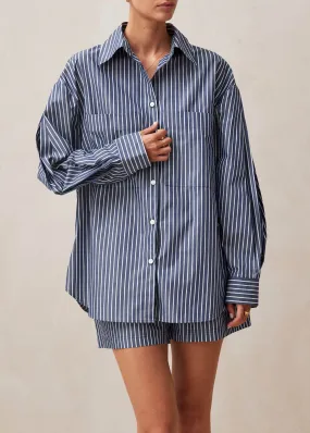 Lenaire Blue And White Stripe Shirt