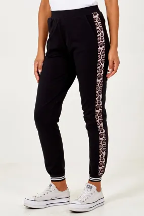 Leopard Print Side Stripe Joggers