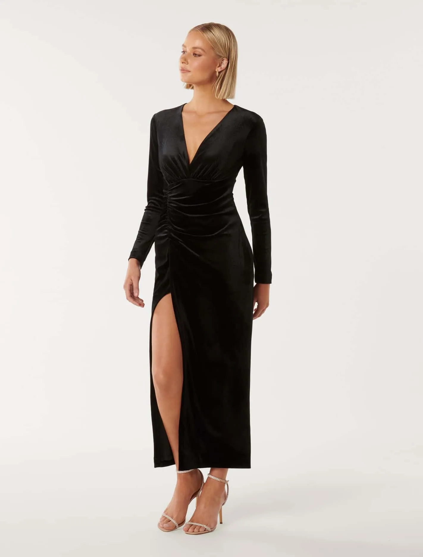 Marisa Plunge Neck Velvet Dress