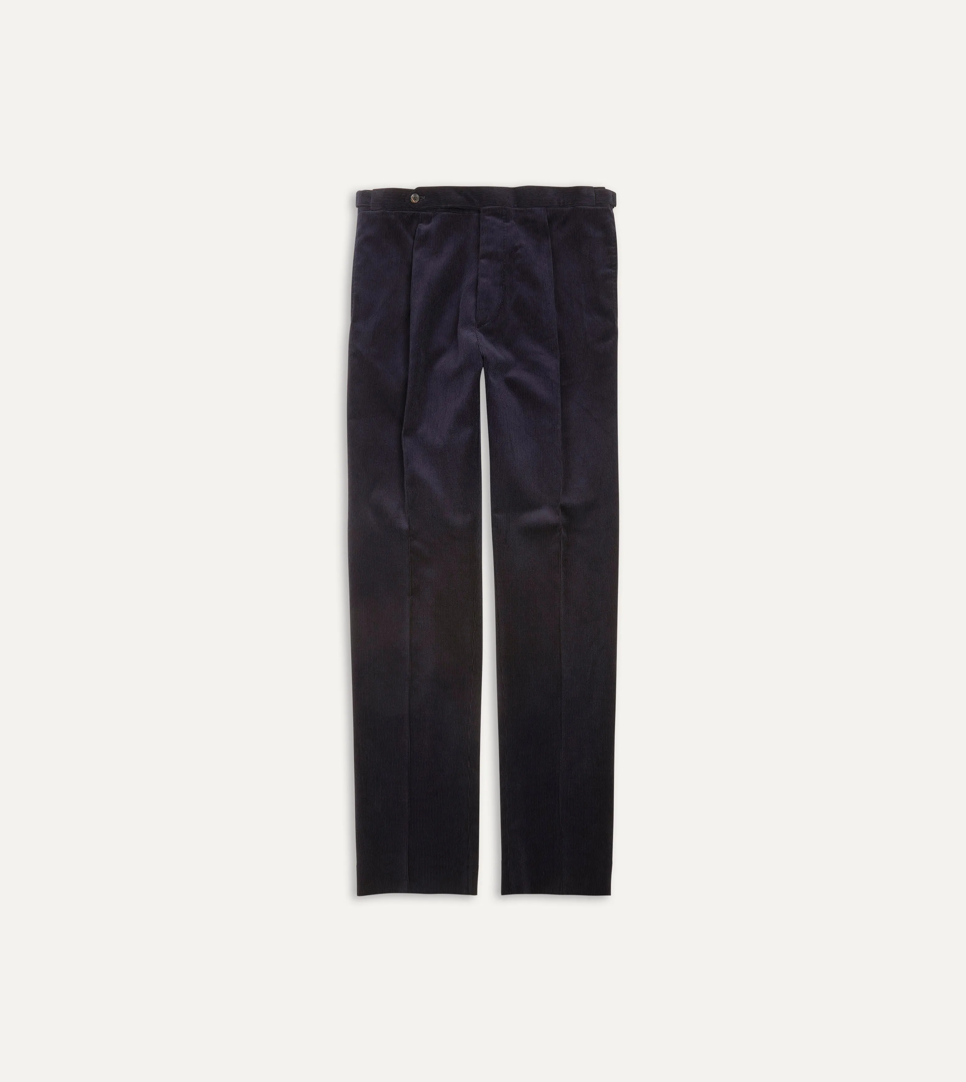 Navy Mid-Wale Corduroy Single Pleat Trouser