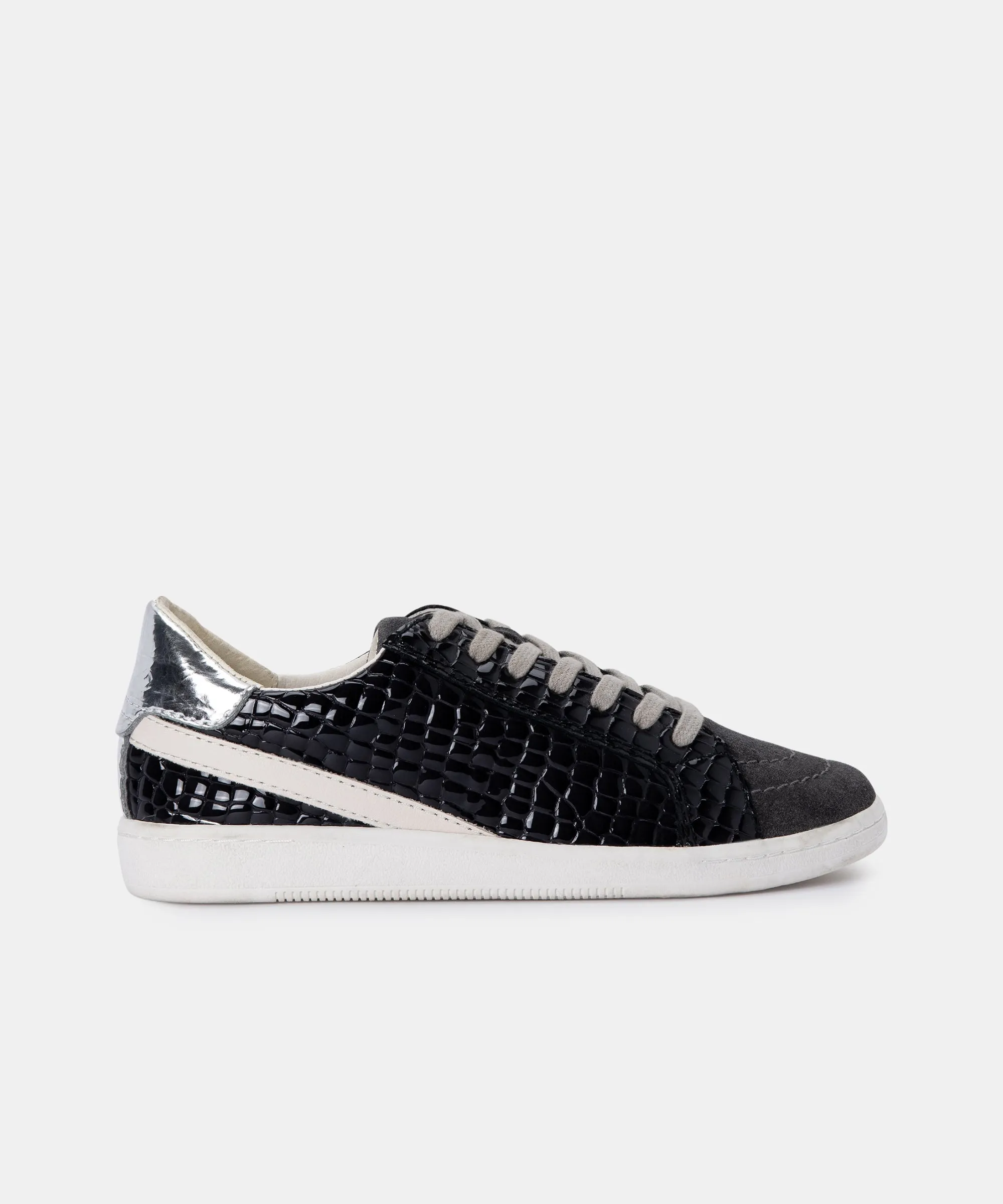 NINO SNEAKERS IN ANTHRACITE PATENT CROCO LEATHER - re:vita