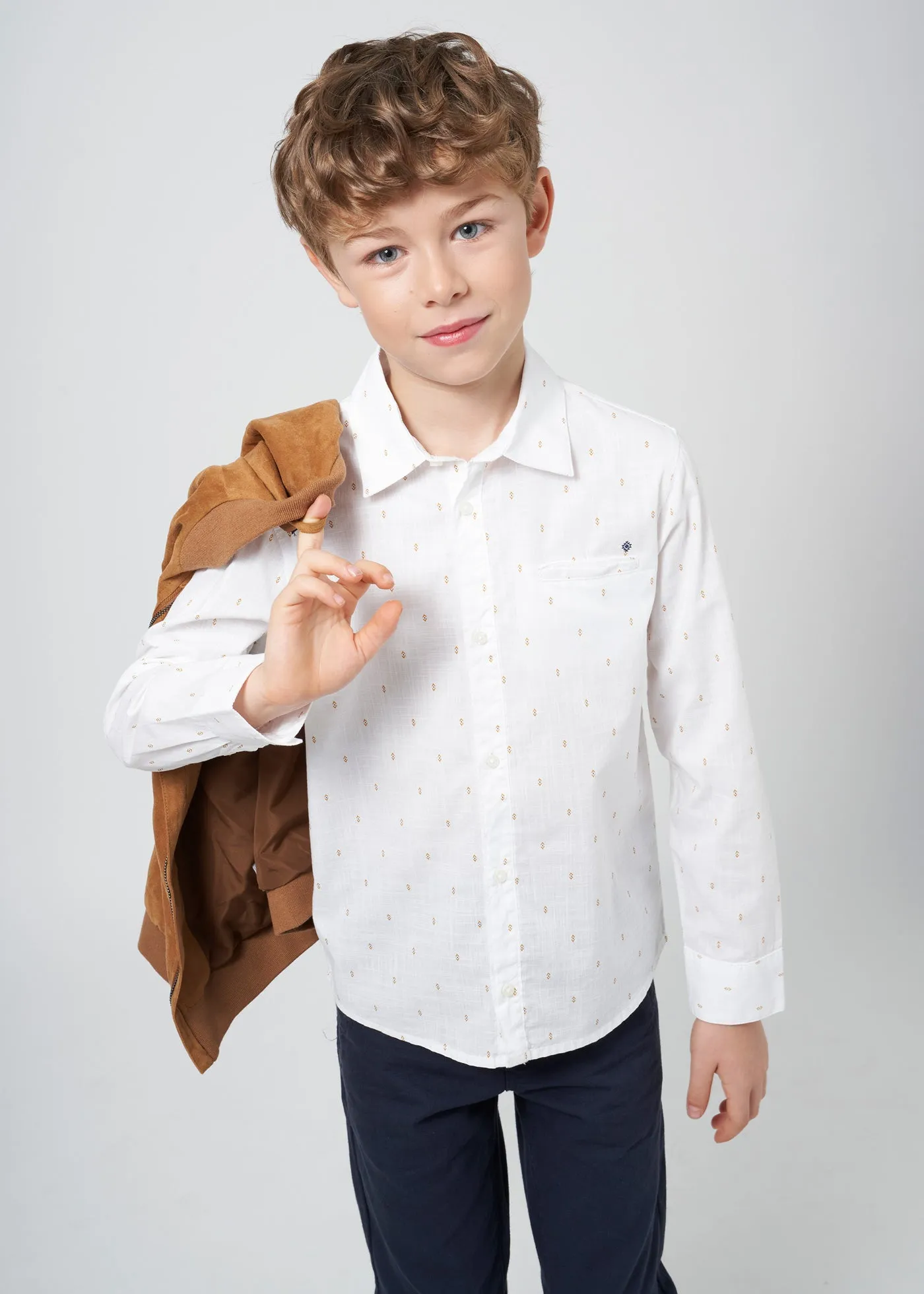 Nukutavake Boys White Long Short Sleeve Dress Shirt_ 6123-32