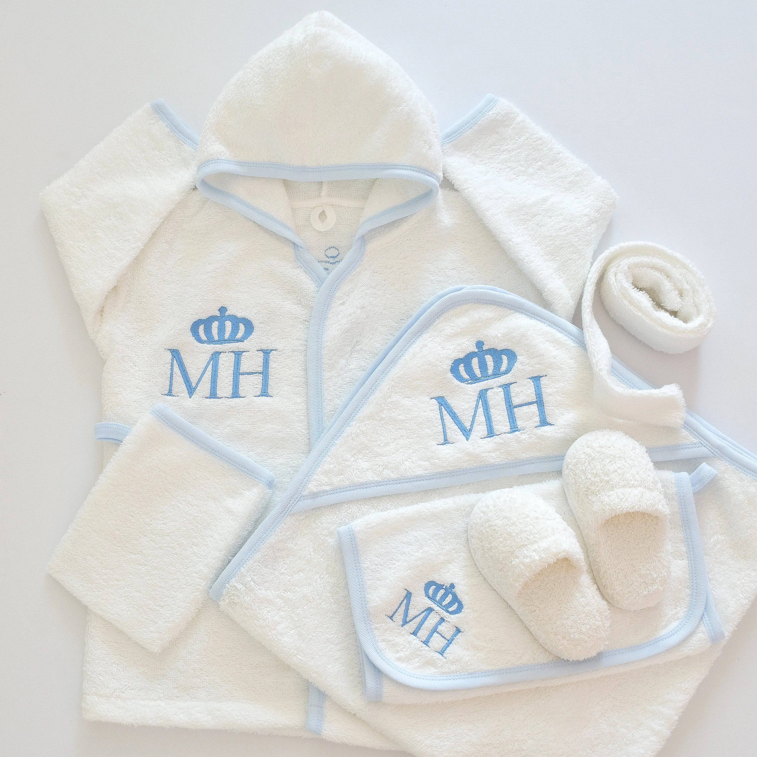 Personalised Prince Baby Boy Bathrobe Set