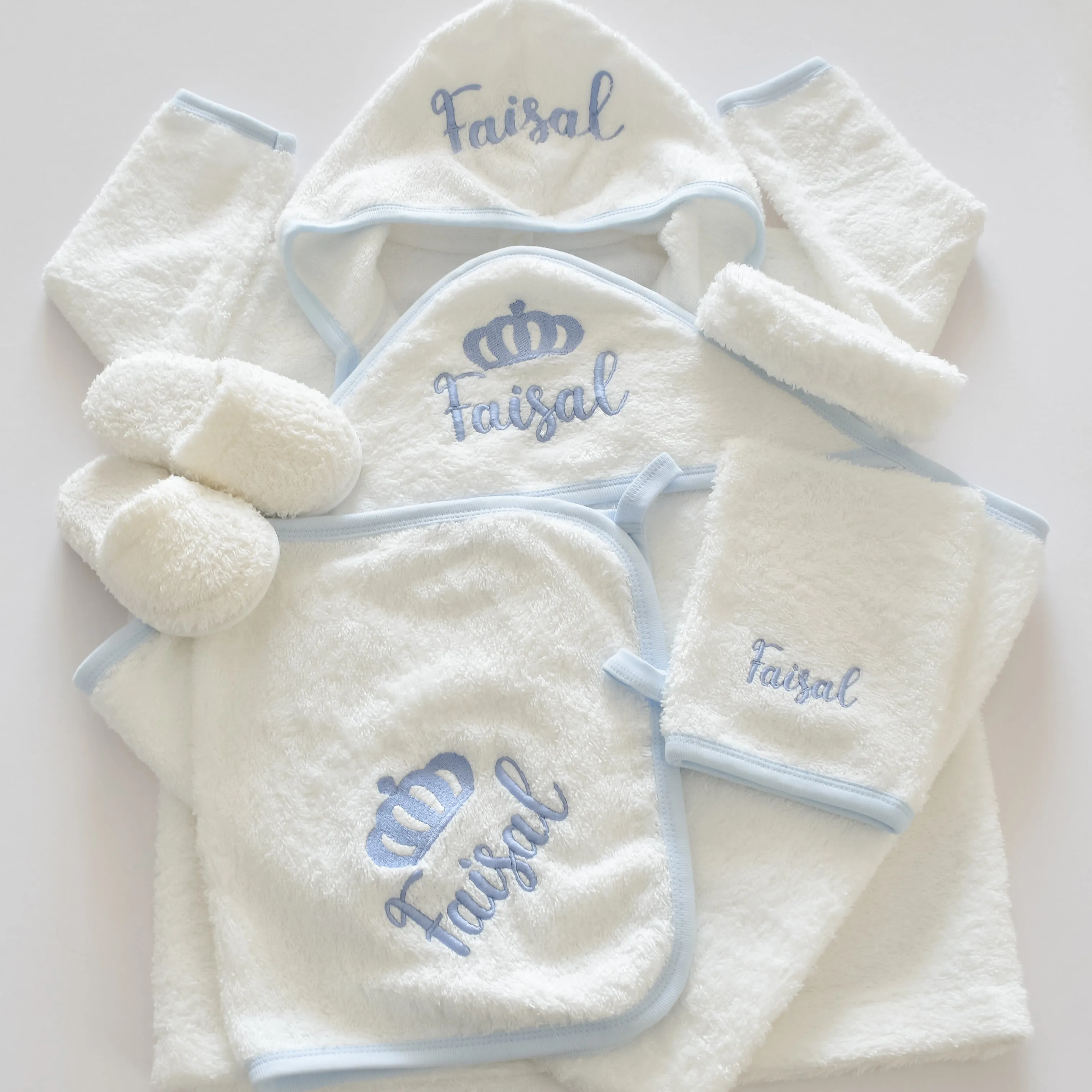 Personalised Prince Baby Boy Bathrobe Set