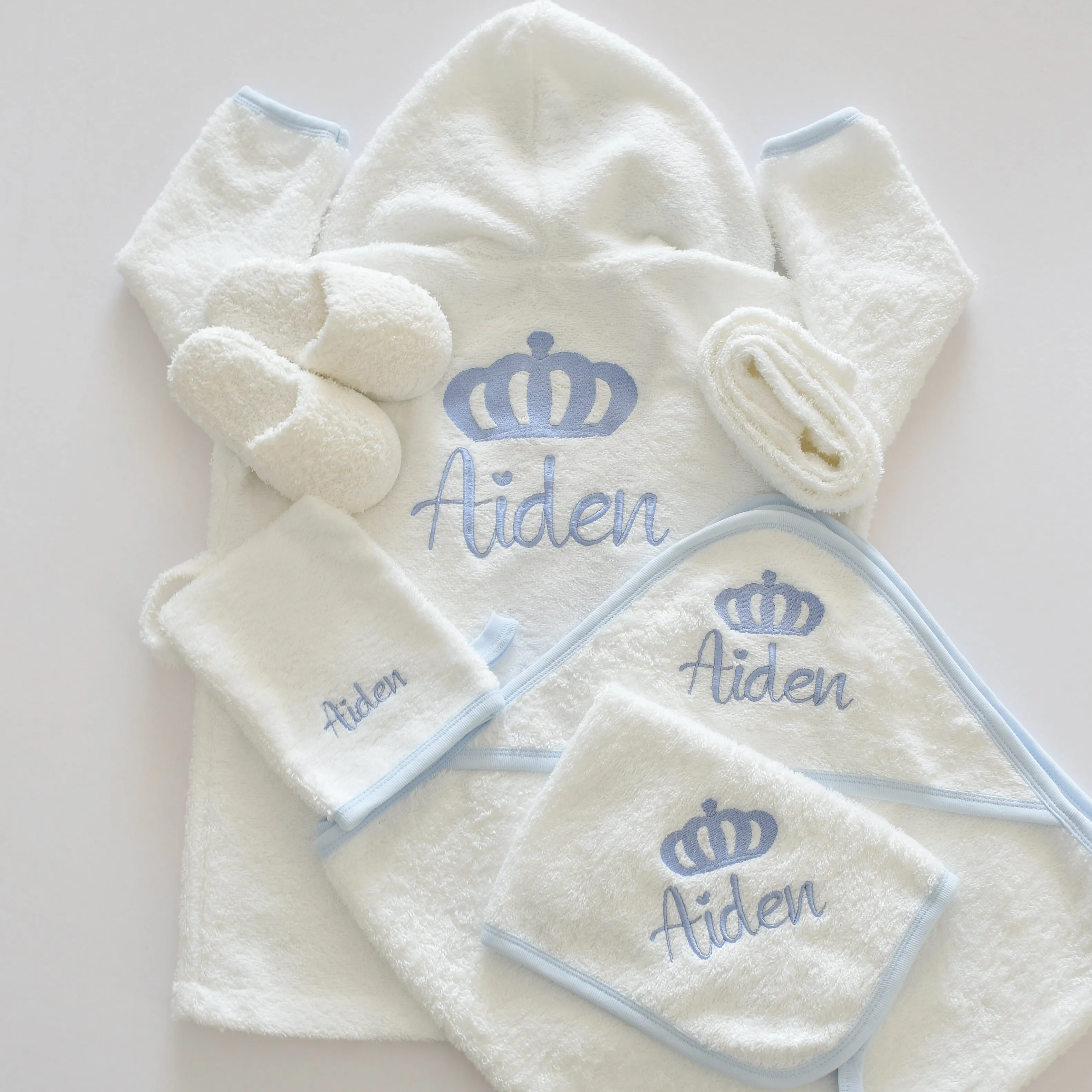 Personalised Prince Baby Boy Bathrobe Set