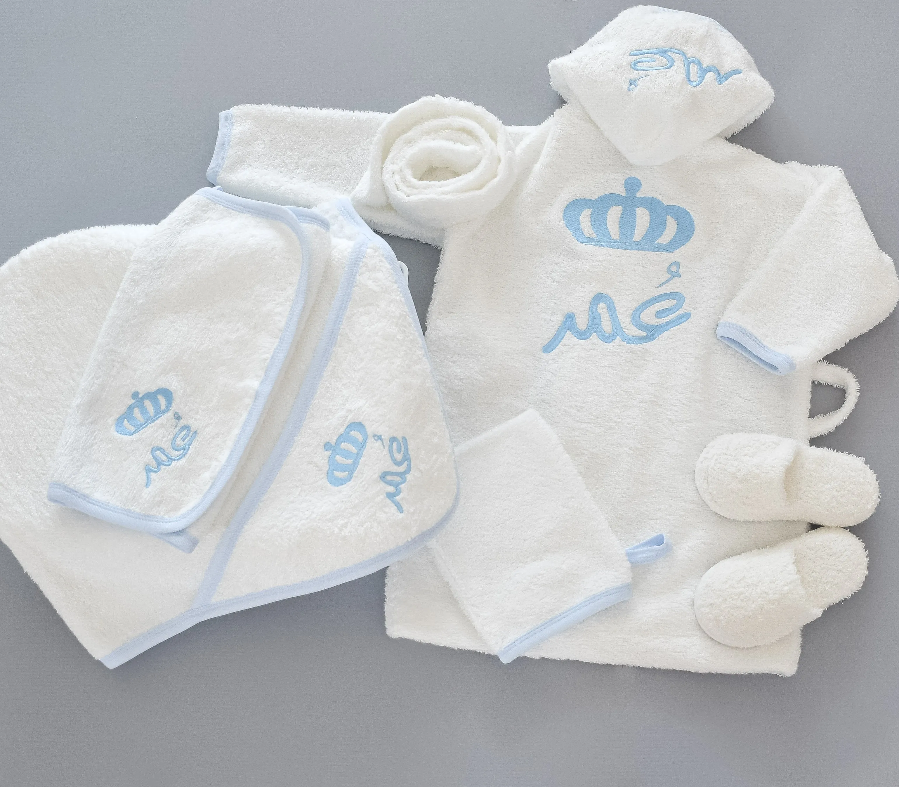 Personalised Prince Baby Boy Bathrobe Set